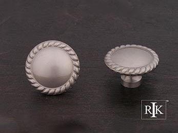 Plain Knob with Rope @ Edge  1 1/4" (32mm) - Pewter - New York Hardware Online