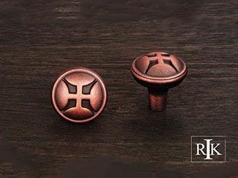 Solid Four Petal Knob 1 1/4" (32mm) - Distressed Copper - New York Hardware