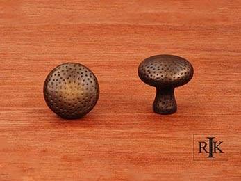 Solid Round Knob with Divet Indents  1 1/4" (32mm) - Antique English - New York Hardware