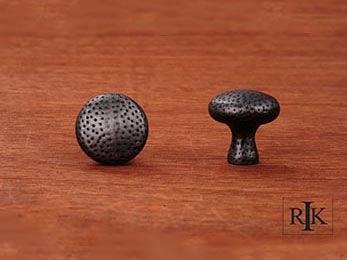 Solid Round Knob with Divet Indents  1 1/4" (32mm) - Distressed Nickel - New York Hardware