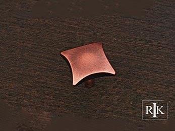 Plain Knob with Four Curves  1 5/32" (29mm) - Distressed Copper - New York Hardware Online