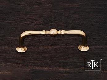 Decorative Elongated Colonial Pull  3 1/2" (89mm) - Polished Brass - New York Hardware Online