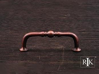 Decorative Elongated Colonial Pull  3 1/2" (89mm) - Distressed Copper - New York Hardware Online