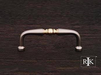 Decorative Curved Pull  3 3/8" (86mm) - Pewter & Brass - New York Hardware Online