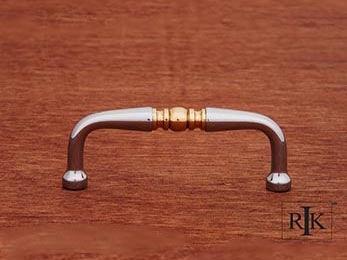 Decorative Curved Pull  3 3/8" (86mm) - Chrome & Brass - New York Hardware Online