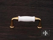 Porcelain Middle Pull  3 5/8" (92mm) - Polished Brass & White - New York Hardware Online