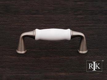 Porcelain Middle Pull  3 5/8" (92mm) - Pewter & White - New York Hardware Online