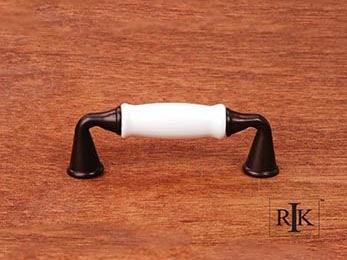 Porcelain Middle Pull  3 5/8" (92mm) - Oil Rubbed Bronze & White - New York Hardware Online