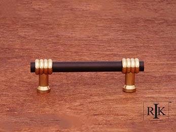 Two Tone Swirl Pull 3 15/16" (100mm) - Oil Rubbed Bronze & Brass - New York Hardware