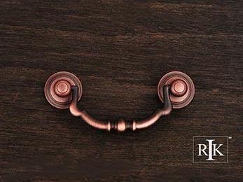 Sculptured Beaded Bail Pull 4" (102mm) - Distressed Copper - New York Hardware