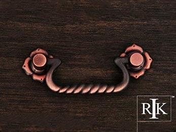 Rope Bail Pull with Clover Ends 4 1/4" (108mm) - Distressed Copper - New York Hardware Online