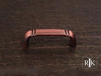 Smooth Pull with Curved Lines @ End  3 1/2" (89mm) - Distressed Copper - New York Hardware