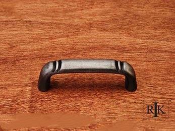 Smooth Pull with Curved Lines @ End  3 1/2" (89mm) - Distressed Nickel - New York Hardware