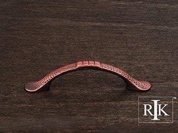 Slim Bow Pull with Divet Indents 4 3/8" (111mm) - Distressed Copper - New York Hardware