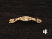 Flowery Ornate Pull  4 1/2" (114mm) - Polished Brass - New York Hardware Online