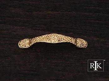 Flowery Ornate Pull  4 1/2" (114mm) - Polished Brass - New York Hardware Online