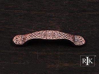 Flowery Ornate Pull  4 1/2" (114mm) - Distressed Copper - New York Hardware Online