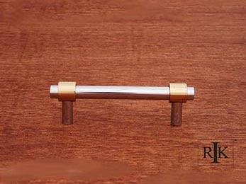 Plain Rod Pull 3 3/4" (95mm) - Chrome & Brass - New York Hardware Online