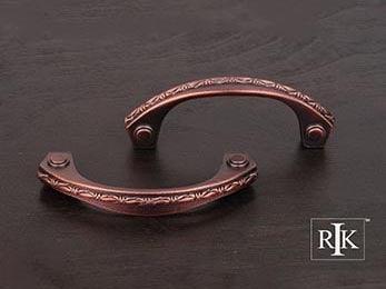 Deco-Leaf Bow Pull 3 3/4" (95mm) - Distressed Copper - New York Hardware Online