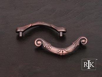 Ornate Curved Drop Pull 3 3/16" (81mm) - Distressed Copper - New York Hardware Online