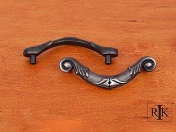 Ornate Curved Drop Pull 3 3/16" (81mm) - Distressed Nickel - New York Hardware Online