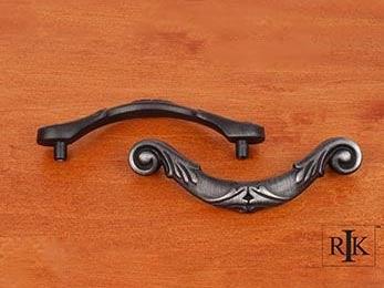 Ornate Curved Drop Pull 4 1/2" (114mm) - Distressed Nickel - New York Hardware Online