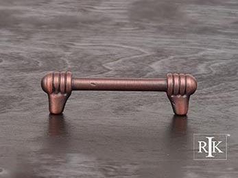 Distressed Rod with Swirl Ends Pull 4 3/8" (111mm) - Distressed Copper - New York Hardware Online