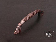 Ornate Bow Pull with Lines and Crosses 4 1/4" (108mm) - Distressed Copper - New York Hardware Online