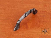 Ornate Bow Pull with Lines and Crosses 4 1/4" (108mm) - Distressed Nickel - New York Hardware Online