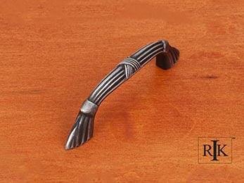 Ornate Bow Pull with Lines and Crosses 4 1/4" (108mm) - Distressed Nickel - New York Hardware Online