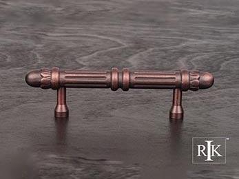 Lined Rod Pull with Petals @ End 4 7/8" (124mm) - Distressed Copper - New York Hardware Online