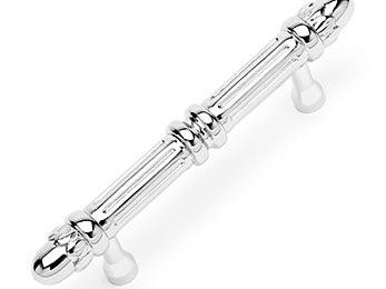 Lined Rod Pull with Petals @ End 4 7/8" (124mm) - Polished Nickel - New York Hardware Online