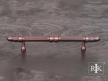 Lined Rod Pull with Petals @ End 7 3/4" (197mm) - Distressed Copper - New York Hardware Online