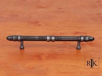 Lined Rod Pull with Petals @ End 7 3/4" (197mm) - Distressed Nickel - New York Hardware Online