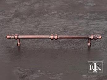 Lined Rod Pull with Petals @ End 10 3/4" (273mm) - Distressed Copper - New York Hardware Online