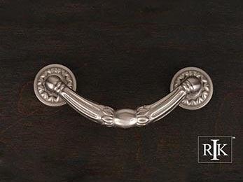 Ornate Drop Pull with Petal Bases 4" (102mm) - Pewter - New York Hardware Online
