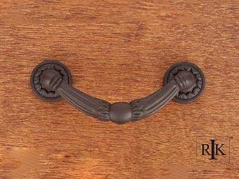 Ornate Drop Pull with Petal Bases 4" (102mm) - Oil Rubbed Bronze - New York Hardware Online