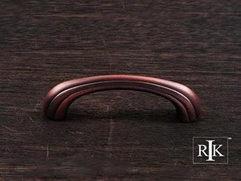 Contoured Lines Bow Pull 3 9/16" (90mm) - Distressed Copper - New York Hardware Online