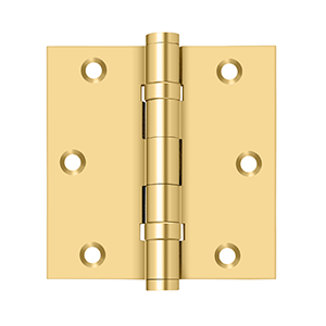 Solid Brass Square Ball Bearing Hinge by Deltana - 3-1/2" x 3-1/2"  - PVD Polished Brass - New York Hardware