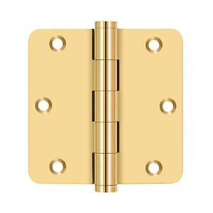 Solid Brass 1/4" Radius Residential Hinge by Deltana - 3-1/2" x 3-1/2" - PVD Polished Brass - New York Hardware