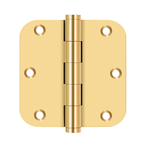 Solid Brass 5/8" Radius Residential Hinge by Deltana - 3-1/2" x 3-1/2" x 5/8" - PVD Polished Brass - New York Hardware