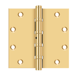 Solid Brass Square Ball Bearing Hinge by Deltana - 5" x 5" - PVD Polished Brass - New York Hardware