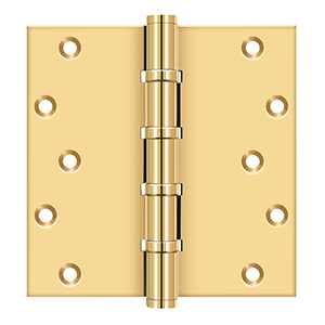 Solid Brass Square Ball Bearing Hinge by Deltana - 6" x 6"  - PVD Polished Brass - New York Hardware