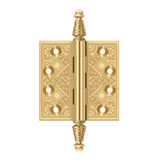 Solid Brass Square Ornate Hinge by Deltana - 3-1/2" x 3-1/2" - PVD Polished Brass - New York Hardware