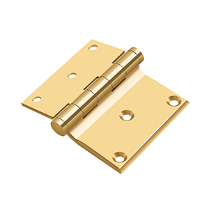 Solid Brass Half Surface Hinge by Deltana - 3" x 3-1/2" - PVD Polished Brass - New York Hardware