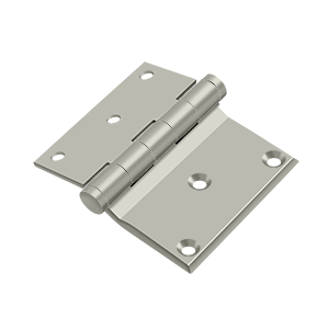 Solid Brass Half Surface Hinge by Deltana - 3" x 3-1/2" - Brushed Nickel - New York Hardware