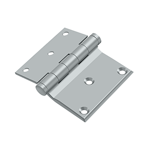 Solid Brass Half Surface Hinge by Deltana - 3" x 3-1/2" - Brushed Chrome - New York Hardware