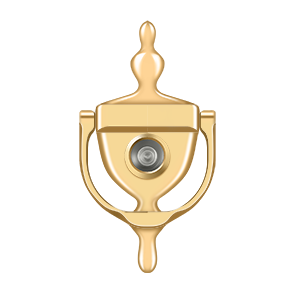 Traditional Door Knocker with Viewer by Deltana -  - PVD Polished Brass - New York Hardware