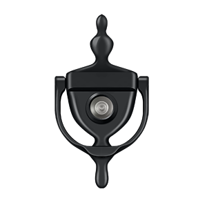 Traditional Door Knocker with Viewer by Deltana -  - Paint Black - New York Hardware