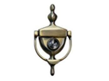 Door Knocker With Viewer - Antique Brass - New York Hardware Online